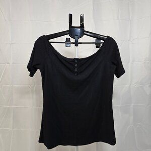 Torrid Ribbed Off-shoulder Henley Tee (1)